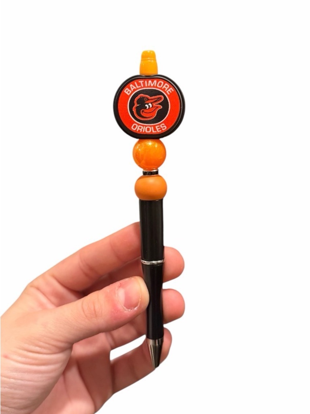 Baltimore Orioles Handmade Custom Beaded Pen - Extra Pen Refill Included